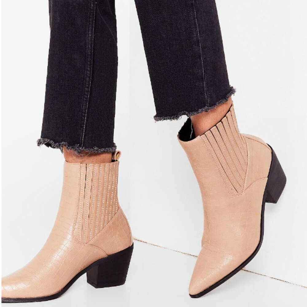 Run Off Your Feet Croc Faux Leather Boots